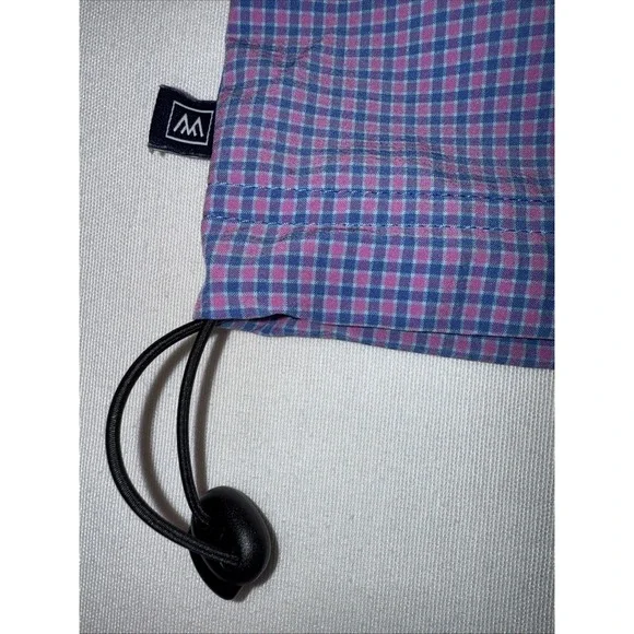 Mizzen Main Leeward 1/4 Zip Pullover Mens S Blue Pink Check Zip Pocket Mock Neck - Picture 6 of 13